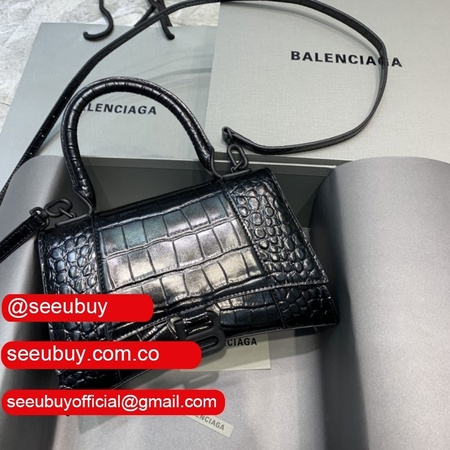 Balenciaga Replica Hourglass Small Top Handle Bag Black