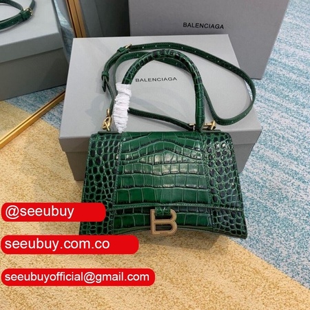 High Quality Balenciaga Hourglass croc-effect leather tote