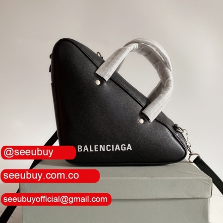 Luxury Balenciaga shoulder Triangle Black bag