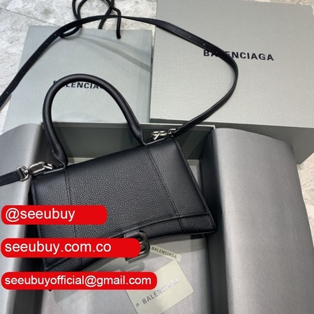 Replica Balenciaga Hourglass Top Handle Bag Lychee pattern black