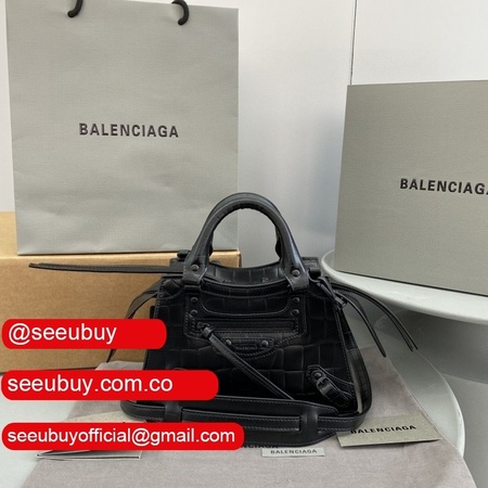 Top Quality Balenciaga cuag black crocodile bag