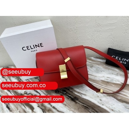 Celine Replicas Teen Classic Box Red Bag