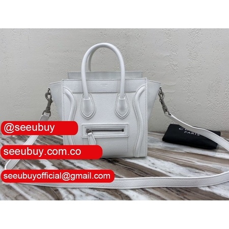 Buy Online Celine White Nano Luggage Bag-168243