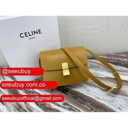 Celine Leather Teen Classic Bag in Yellow