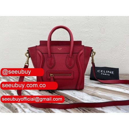 Celine Replica Red Luggage Nano Shopper 168243 Women's Leather