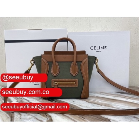 Designer Replica Celine Brown/Green Luggage Bags For Sale