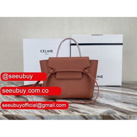 Replica Celine Ladies Yellow Nano Belt Bag In Laminated Calfskin