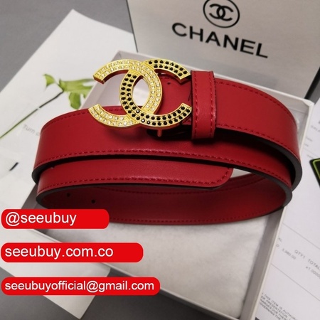 Top Quality Replica CC Double C Belt Red Width 3.0cm 1135