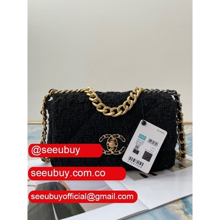 Best Wholesale 19 Flap Replica Bag AS1160 Lambskin Gold-Tone Black