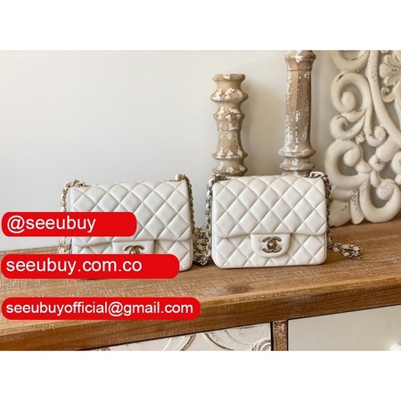 Perfect Replica CF 17cm Flap White Bag Lambskin designer Fake Brand