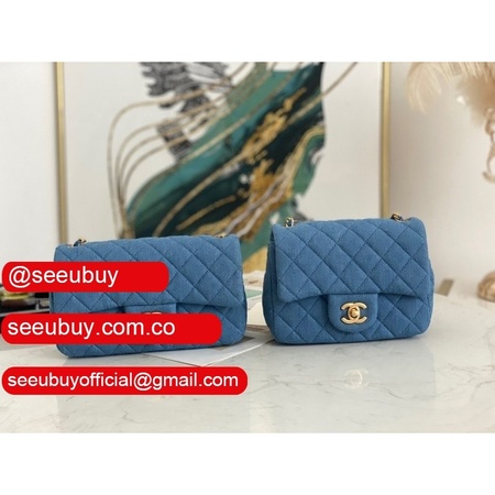 AAA Replica Designer Denim CF 17cm/20 cm Blue Handbags