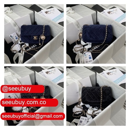 High Quality Designer Replica 20CM wholesale AS1787 CF Flap Blue/Black Bag