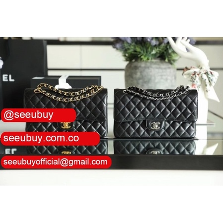 High Quality Caviar 25.5CM Black Classic Replica Handbags