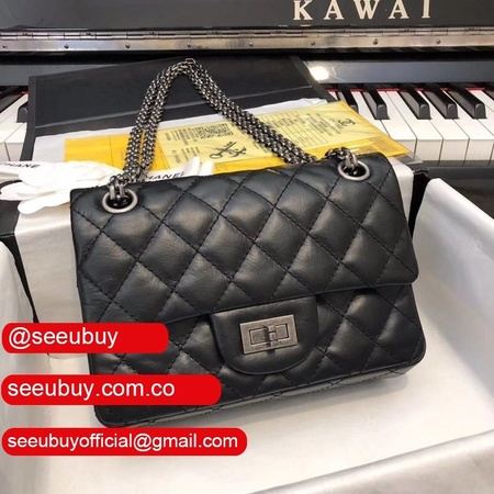 Fashion CC UK Python Classic Flap 20CM Black Bag