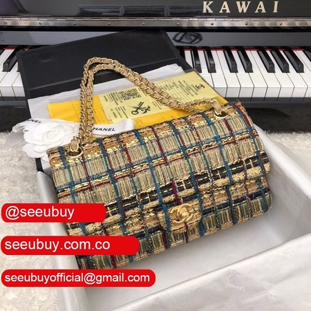 CC High Quality Multicolor Python Leather Medium Classic Flap