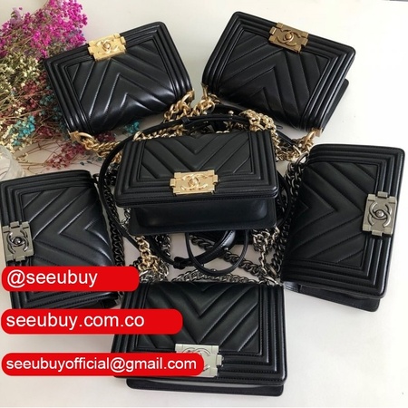 Luxury CC V Le Boy 20cm Replica 7 Star Black Bags