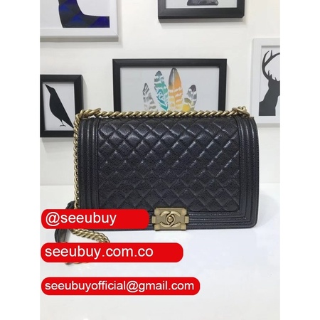 Top Quality CC Caviar Le Boy 28 cm Cheap Mall Black Bags