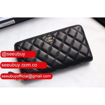 Replica CC Leather Matelasse Round Zipper Long Wallet A50097