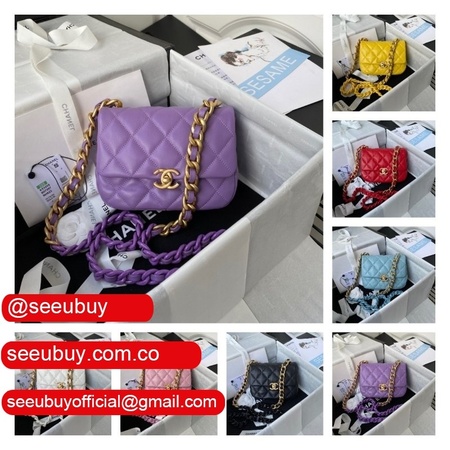 Wholesale AS3205 Lambskin Lacquered Metal Mini Flap Replica Bag