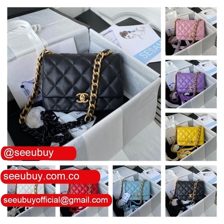 2022 High Quality Small Flap Replica Bag Lambskin Gold-Tone & Lacquered Metal