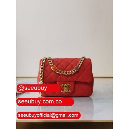 High Quality CC AS2379 Mini Flap Red Bag