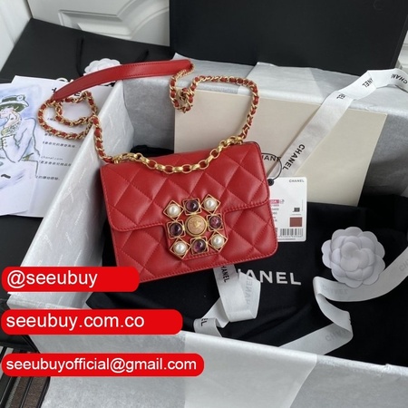 Luxury 2020 Coco King Dom Flap Replica Red Bag