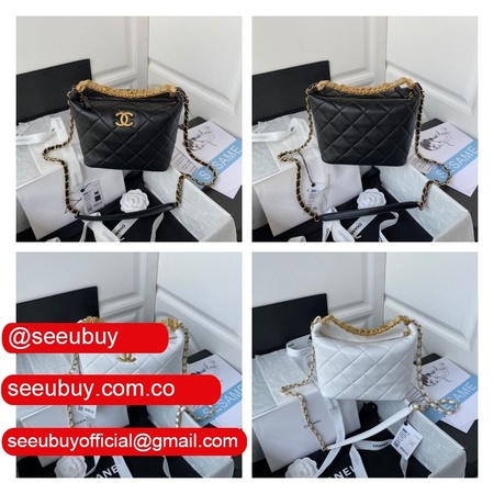 1:1 Replica AS3242 Small Hobo Bag Lambskin White/Black