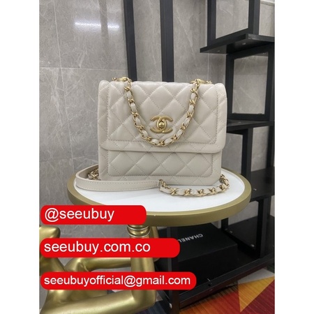 CC Top Quality Jumbo Flap Creamy-white Bags for Women