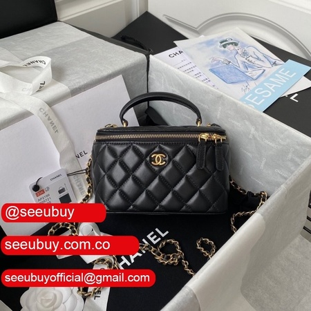 Best Luxury Fake Designer Vanity Ap2199 Chain Top Bnib Black