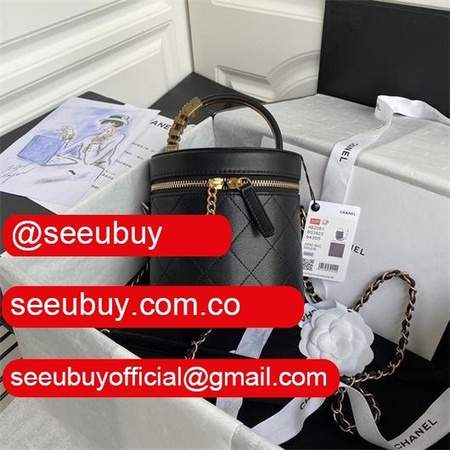 CC Replica Vanity Case Lambskin Black Bag