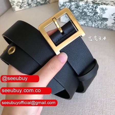 Christian Louboutin Replica 3.4cm Black Spiked Leather Belts