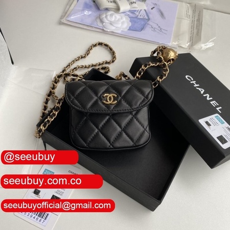 Replica CC Lambskin Waist Black Bags AS1461 High Quality