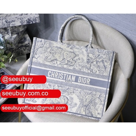 Best Christian Dior CD Book Tote Grey Tiger High Quality Bags