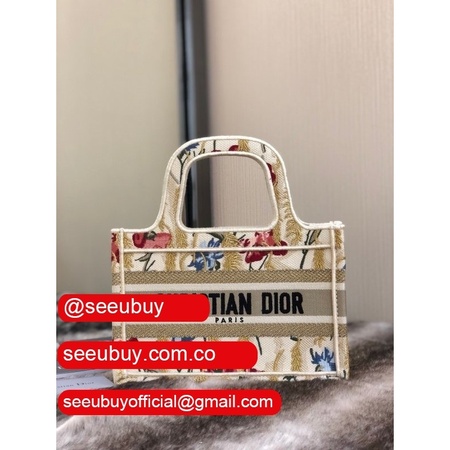 Mini Dior Book Tote Replica Oblique Embroidery