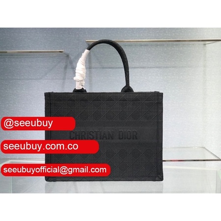 Replica Dior CD Book Tote Black Oblique Embroidery