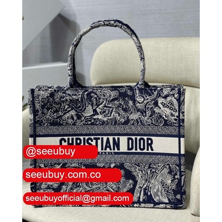 Dior High Quality Book Tote Replica Dior 41.5/36CM Oblique Embroidery