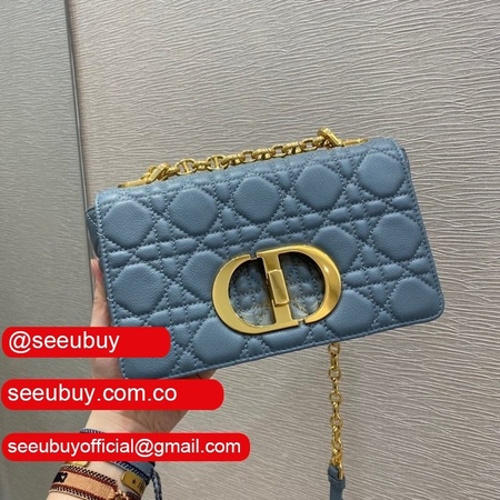 High Quality Dior Caro 20cm replica blue bags