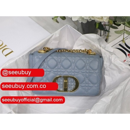 Women's Small High Quality Dior Caro Blue Bag