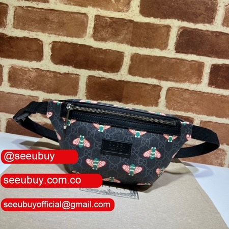 AAA Handbag Gucci Replica 675181 Black Bestiary belt bag with bees