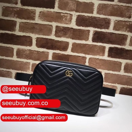 AAA+ Gucci Knockoff GG Marmont Matelasse Belt 523380 Black Bag