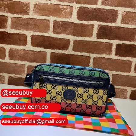 China Gucci Replica GG Multicolour belt 658657 Blue bag