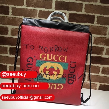 Replica Gucci Luxury Print Leather Drawstring Backpack 494053 Bag