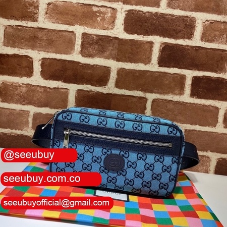 UK Gucci Top Quality GG Multicolor belt bag 658657 Blue