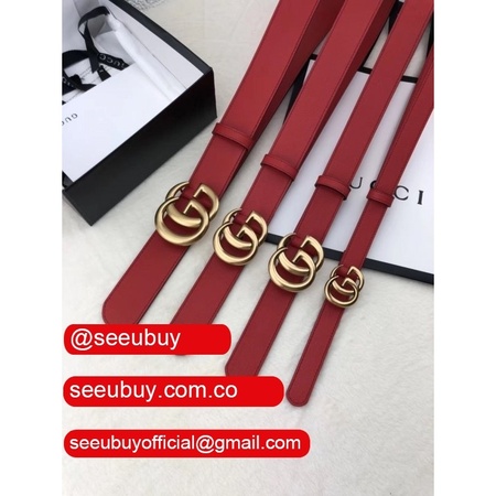 AAA+ Gucci Replica Leather Belt With Double G Red Buckle