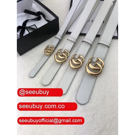 Best Gucci Replica Leather Belt With Double G White Buckle