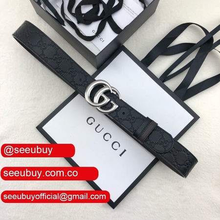 Gucci Belt With Double G Buckle 38mm-2 Black Fake