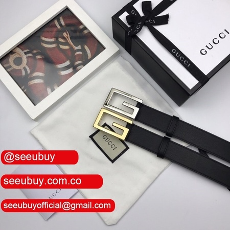 Luxury Gucci 35mm Buckle Black leather belt replica