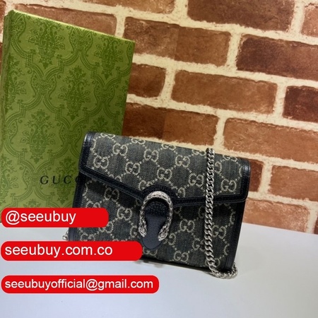 7 Star Gucci Replica 401231 Leather Dionysus Mini Chain Black Bag