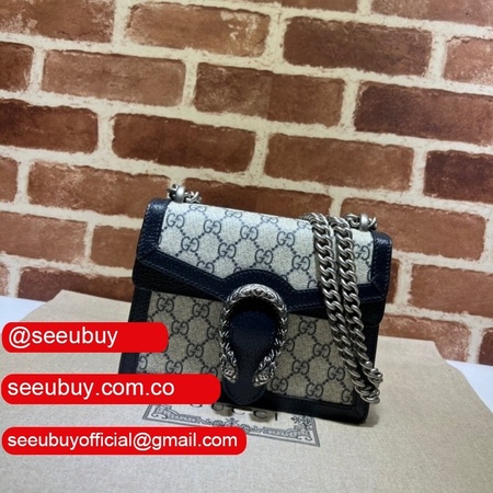 Gucci Fake 421970 GG Supreme Dionysus Mini Bag With dark blue Leather For Sale