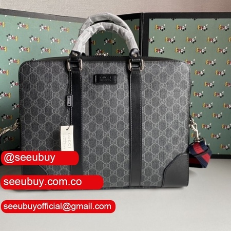 Gucci 7 Star GG Supreme Black/Grey Briefcase 474135 Bag